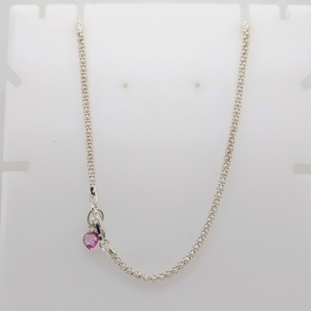 925 Silver Necklace with Lobster Lock.A Hrt shape Zircon attached.